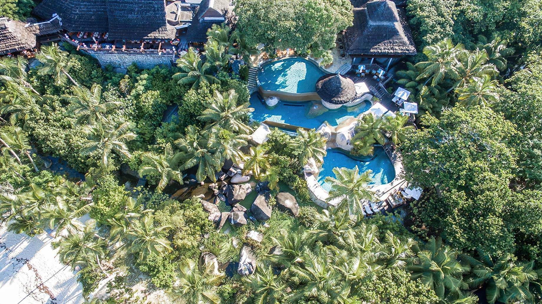Constance Lemuria Resort – Praslin, Seychelles – Pool Aerial View