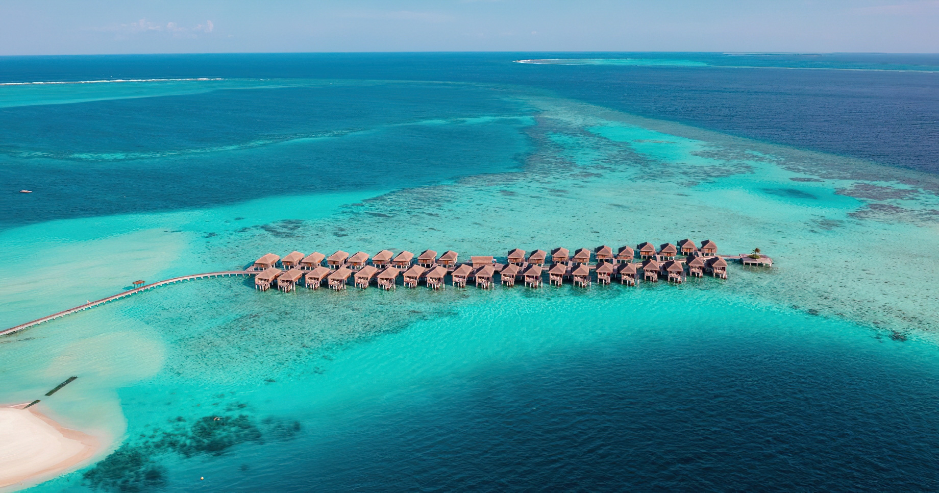 Constance Moofushi Resort – South Ari Atoll, Maldives – Overwater Villas Aerial View