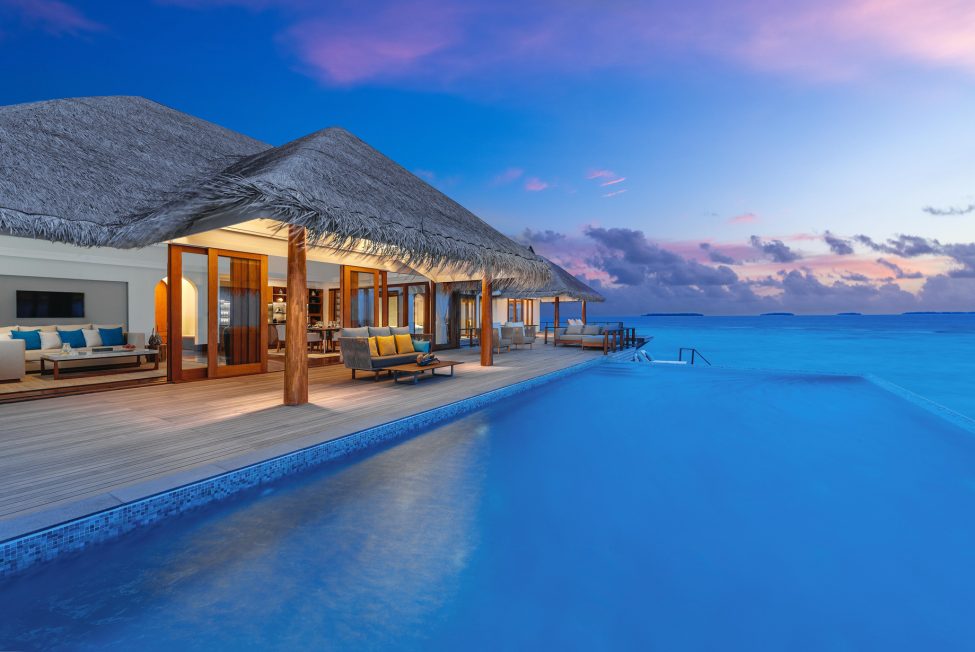 Anantara Kihavah Maldives Villas Resort - Baa Atoll, Maldives - Two Bedroom Sunset Over Water Pool Residence Pool View Sunset
