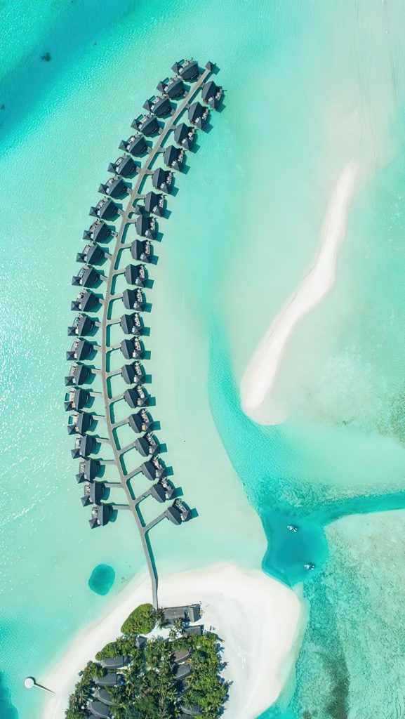 Anantara Thigu Maldives Resort - South Male Atoll, Maldives - Overwater Villas Overhead Aerial View
