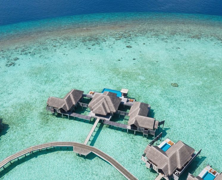 Anantara Kihavah Maldives Villas Resort - Baa Atoll, Maldives - Two Bedroom Sunset Over Water Pool Residence Aerial View