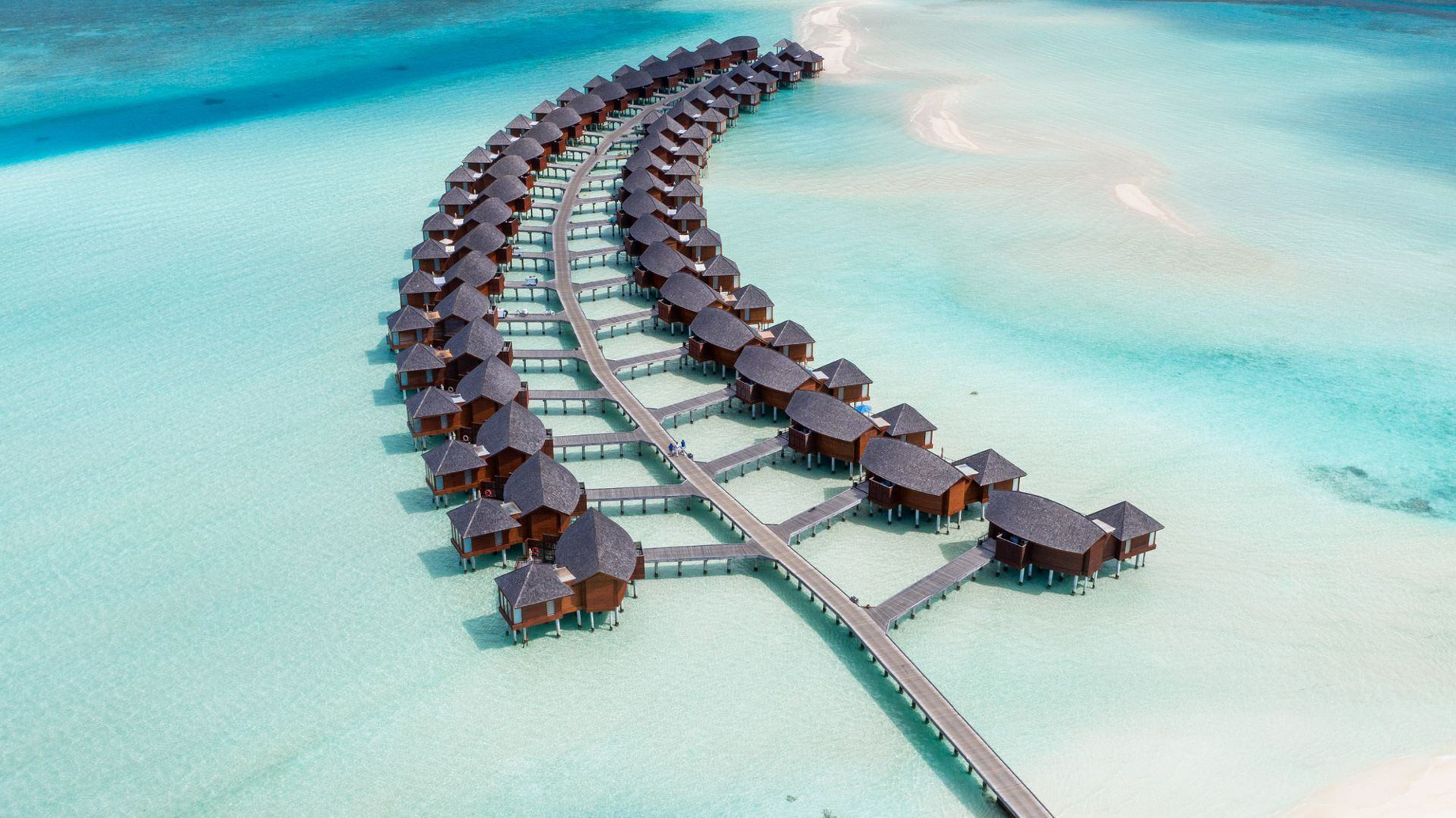 Anantara Thigu Maldives Resort – South Male Atoll, Maldives – Overwater Villas Aerial View