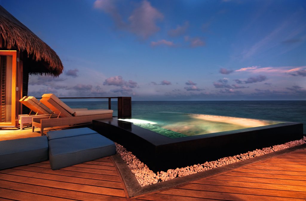 Constance Halaveli Resort - North Ari Atoll, Maldives - Overwater Villa Pool Deck Sunset View
