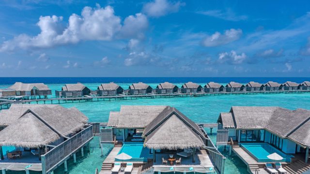 Anantara Kihavah Maldives Villas Resort - Baa Atoll, Maldives - Over Water Pool Villa Aerial View
