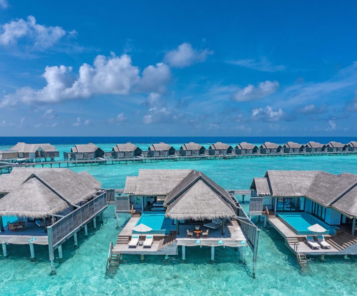 Anantara Kihavah Maldives Villas Resort - Baa Atoll, Maldives - Over Water Pool Villa Aerial View