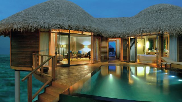 Constance Halaveli Resort - North Ari Atoll, Maldives - Overwater Villa Exterior Night View