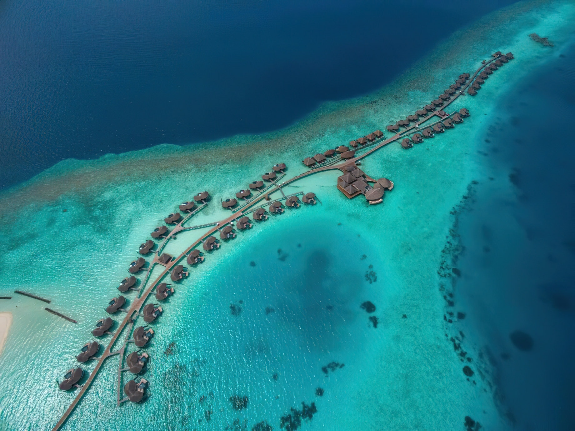Constance Halaveli Resort – North Ari Atoll, Maldives – Overwater Villa Aerial View