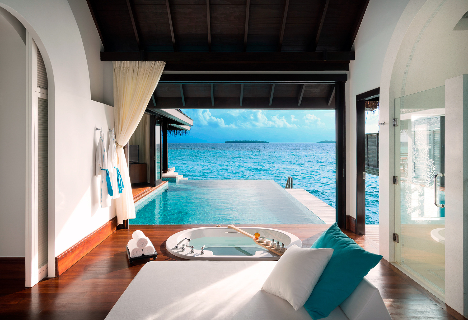 Anantara Kihavah Maldives Villas Resort – Baa Atoll, Maldives – Over Water Pool Villa Bathroom Ocean View