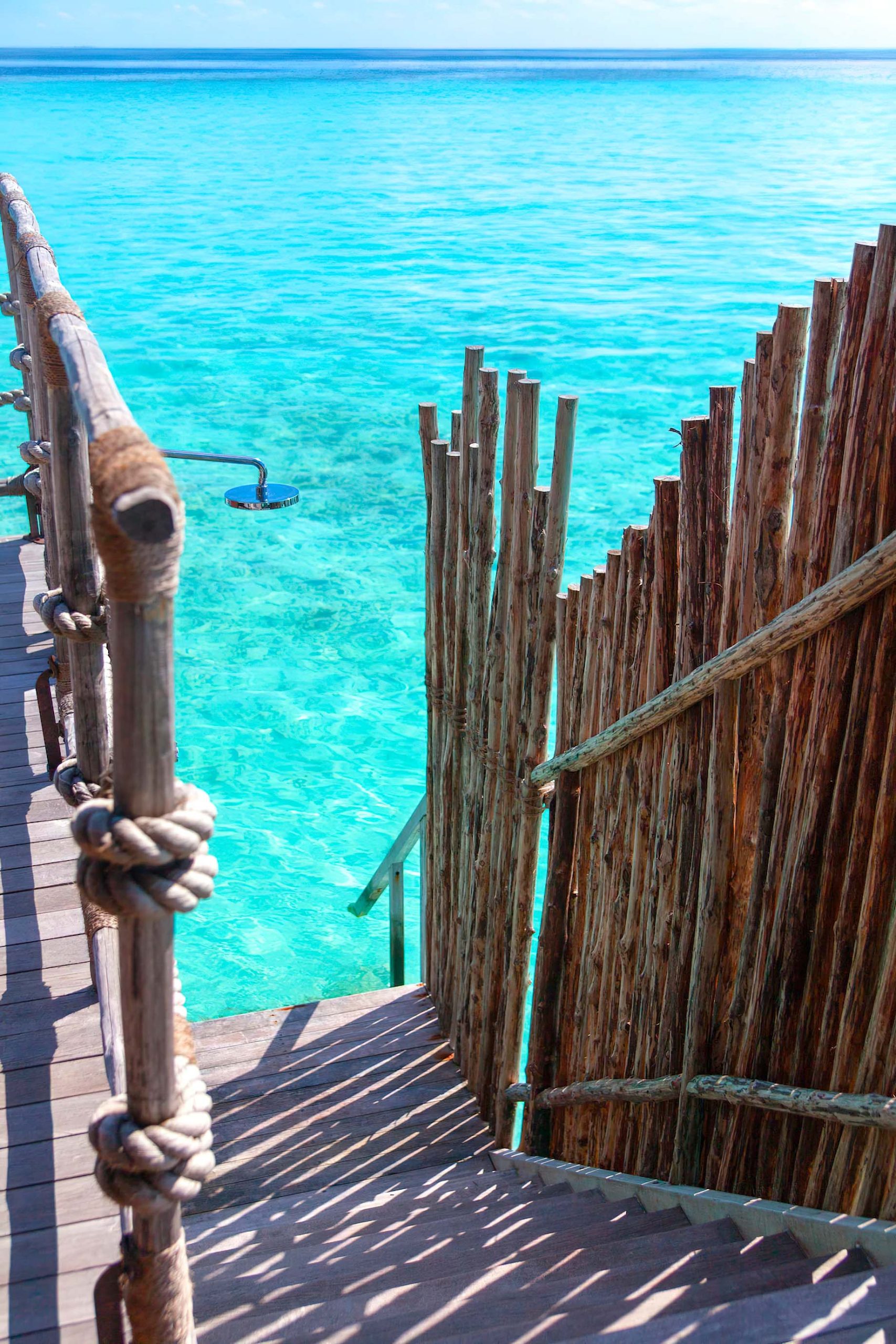 Constance Moofushi Resort – South Ari Atoll, Maldives – Overwater Villa Outdoor Deck Stairs