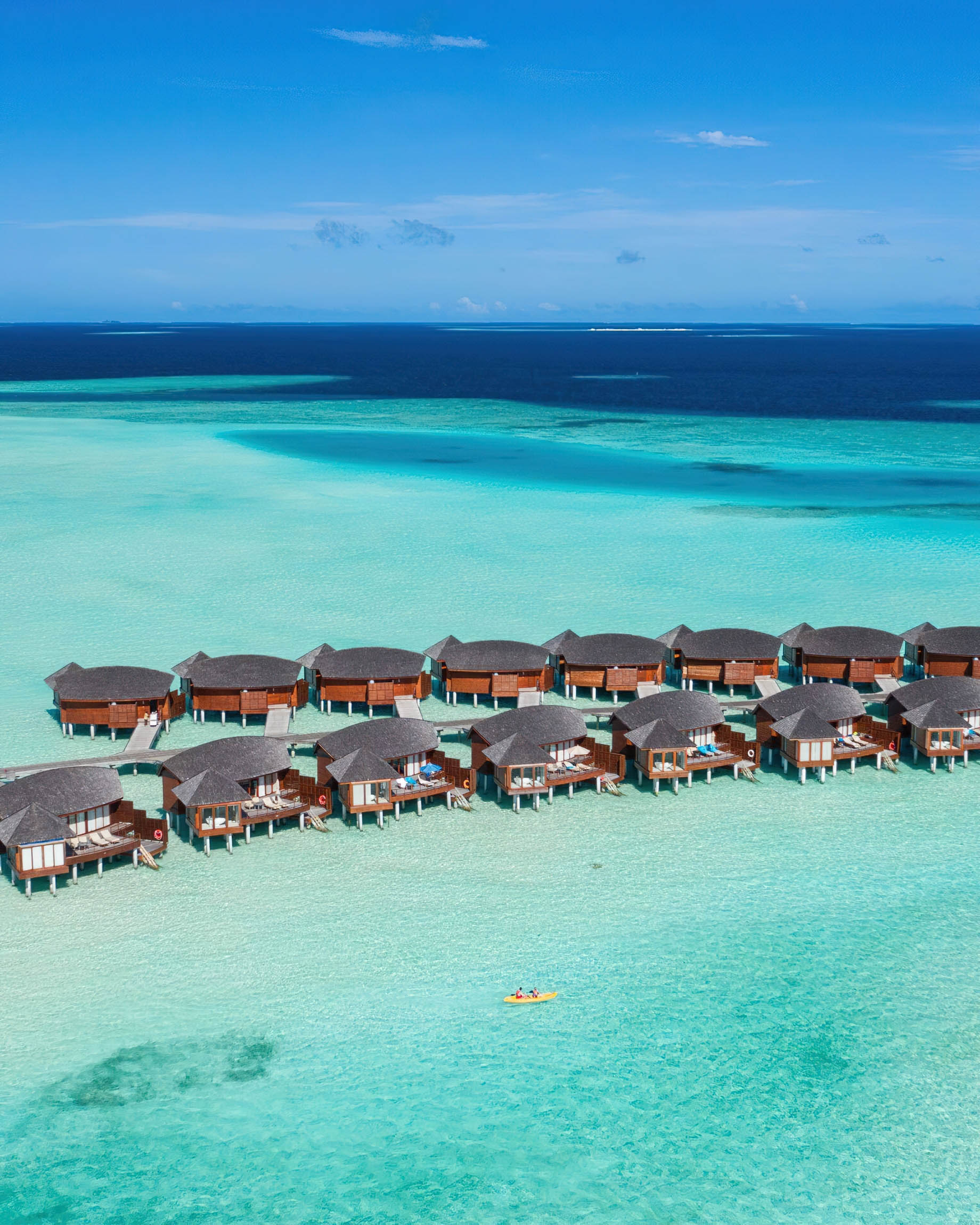Anantara Thigu Maldives Resort – South Male Atoll, Maldives – Overwater Villas Aerial View