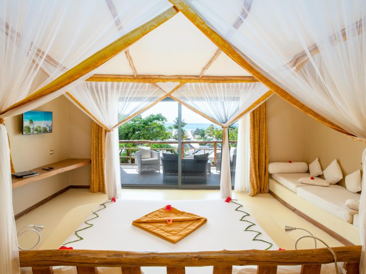 Gold Zanzibar Beach House & Spa Resort - Nungwi, Zanzibar, Tanzania - Deluxe Ocean View Room Bed View