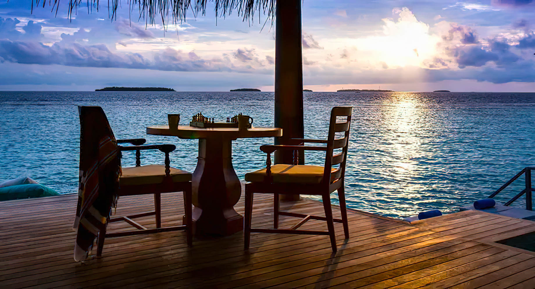 Anantara Kihavah Maldives Villas Resort – Baa Atoll, Maldives – Over Water Pool Villa Deck Ocean View Sunset