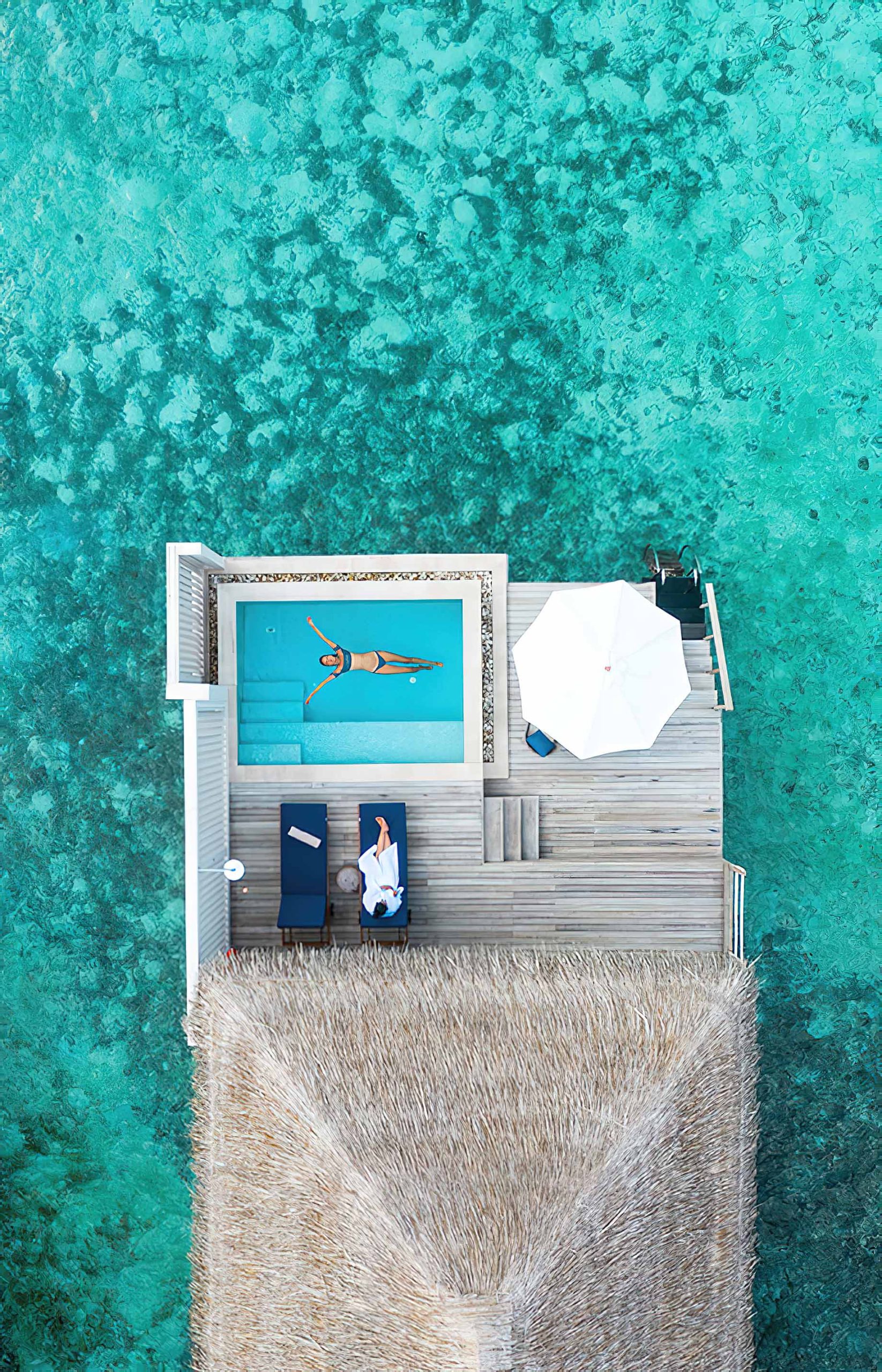 Baglioni Resort Maldives - Maagau Island, Rinbudhoo, Maldives - Pool Water Villa Overhead Aerial View