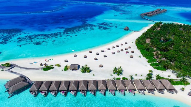 Constance Moofushi Resort - South Ari Atoll, Maldives - Aerial Beach Villa View