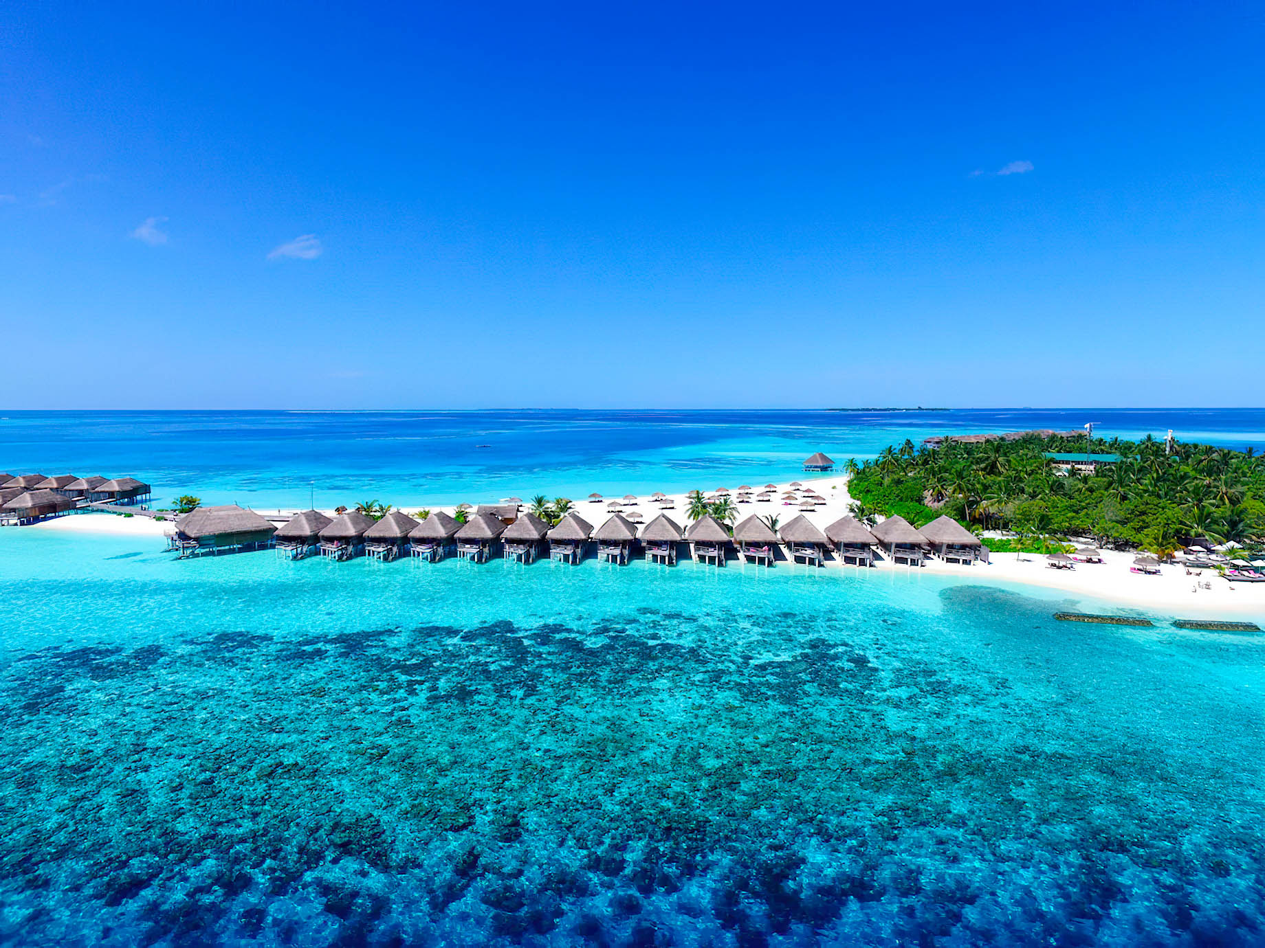 Constance Moofushi Resort – South Ari Atoll, Maldives – Aerial Beach Villa View