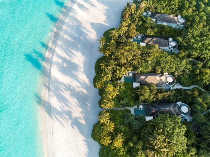 Anantara Kihavah Maldives Villas Resort - Baa Atoll, Maldives - Beach Pool Villas Overhead Aerial View