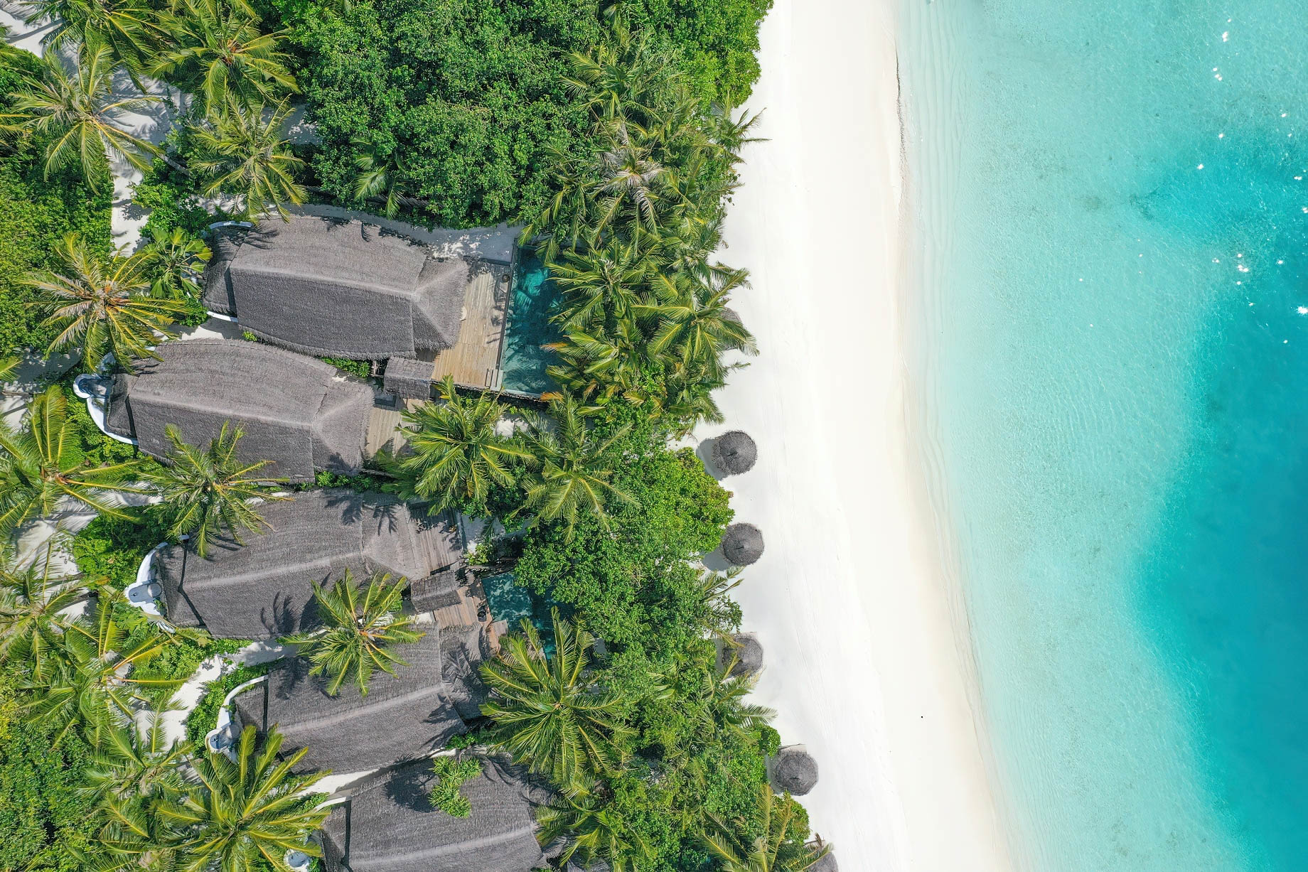 Anantara Thigu Maldives Resort – South Male Atoll, Maldives – Beach Villas Overhead Aerial View