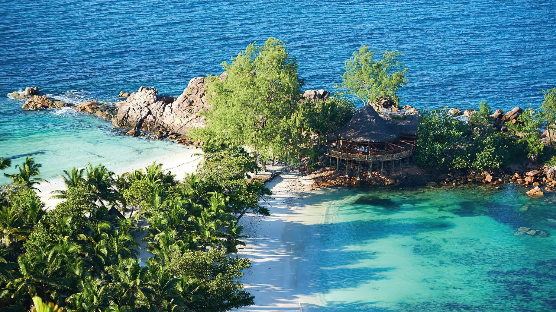 Constance Lemuria Resort – Praslin, Seychelles – Beach Aerial View