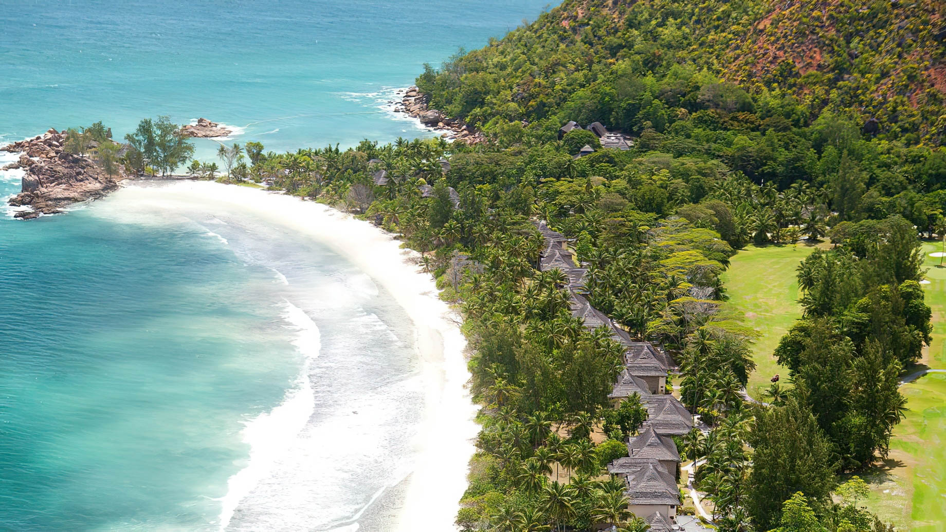 Constance Lemuria Resort – Praslin, Seychelles – Beach Villas Aerial View
