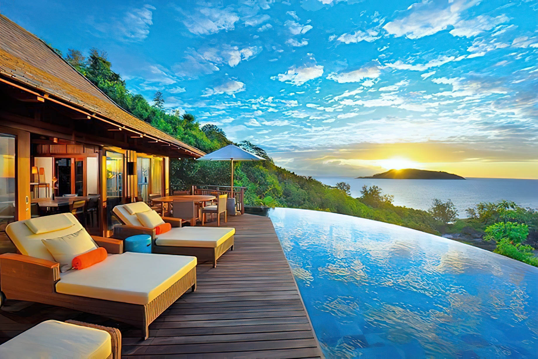 Constance Ephelia Resort – Port Launay, Mahe, Seychelles – Presidential Villa Infinity Pool Sunset View