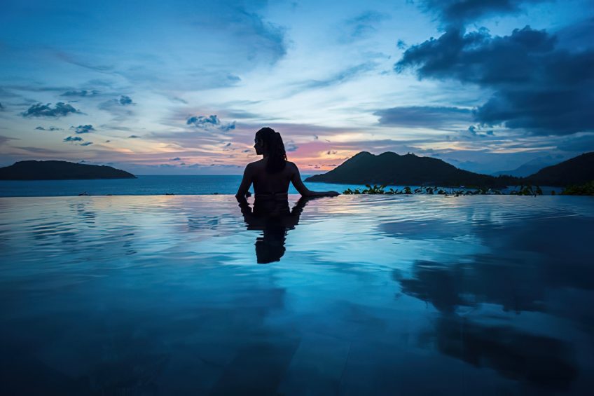 Constance Ephelia Resort - Port Launay, Mahe, Seychelles - Presidential Villa Infinity Pool Sunset View