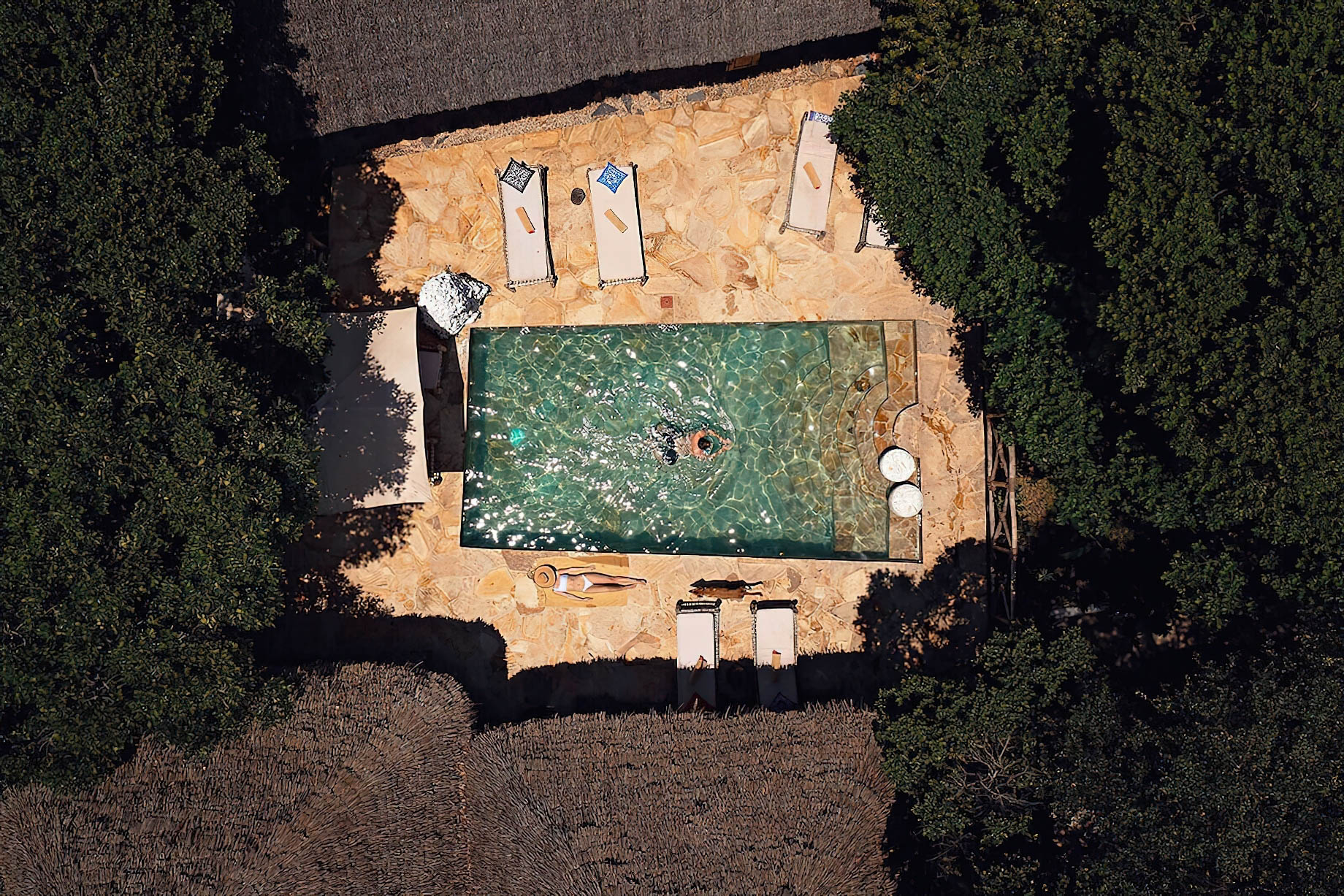The Island Pongwe Lodge - Pongwe, Zanzibar, Tanzania - Pool Overhead Aerial View