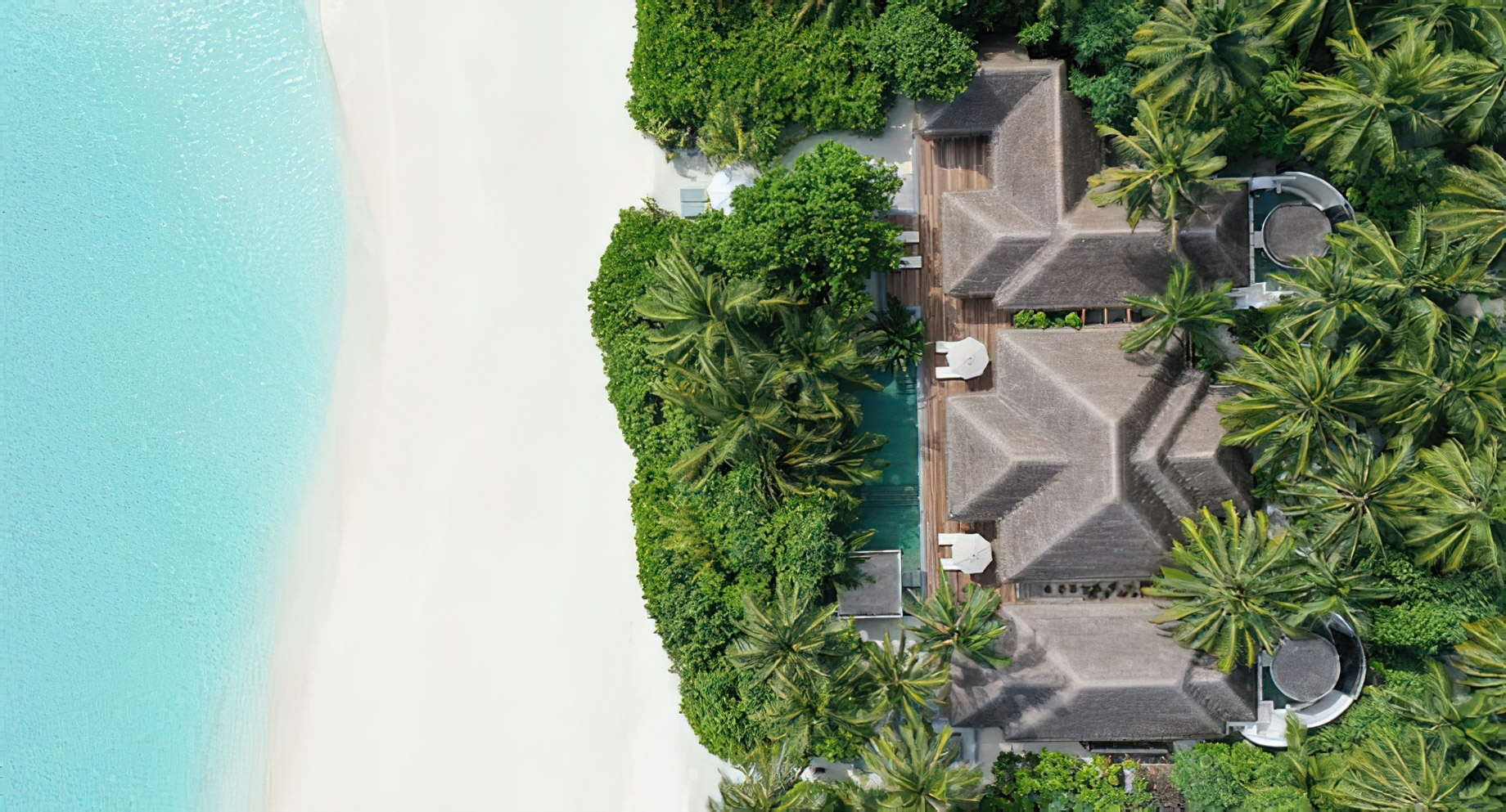 Anantara Kihavah Maldives Villas Resort - Baa Atoll, Maldives - Two Bedroom Beach Pool Residence Overhead Aerial View
