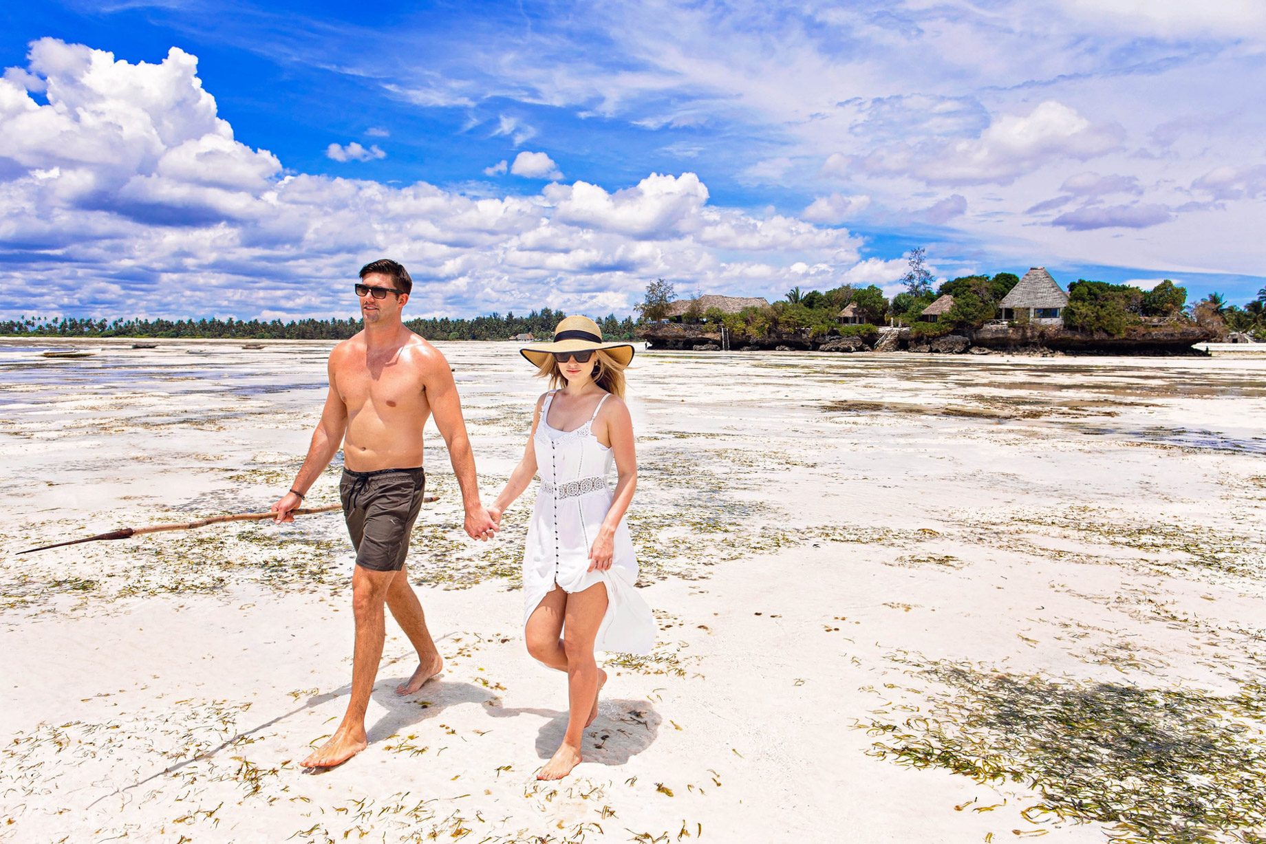 The Island Pongwe Lodge – Pongwe, Zanzibar, Tanzania – Couple Walking at Low Tide
