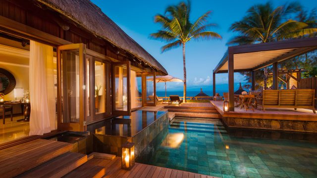 Constance Belle Mare Plage Resort - Mauritius - Presidential Villa Pool Deck Night