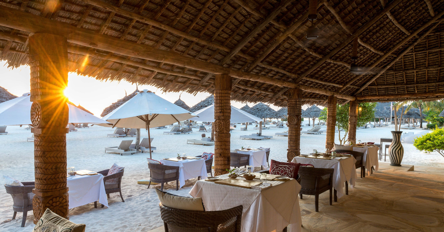 Gold Zanzibar Beach House & Spa Resort - Nungwi, Zanzibar, Tanzania - Gold Restaurant Beach View Dining