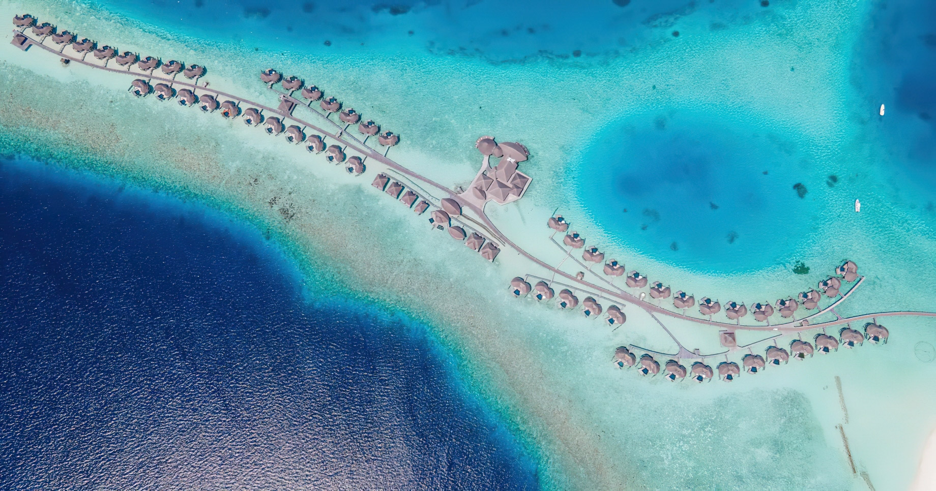 Constance Halaveli Resort - North Ari Atoll, Maldives - Overwater Villas Aerial View