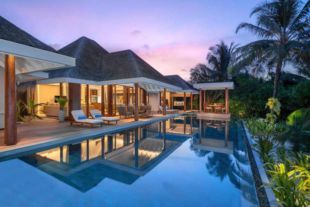 Anantara Kihavah Maldives Villas Resort - Baa Atoll, Maldives - Two Bedroom Beach Pool Residence Exterior Sunset