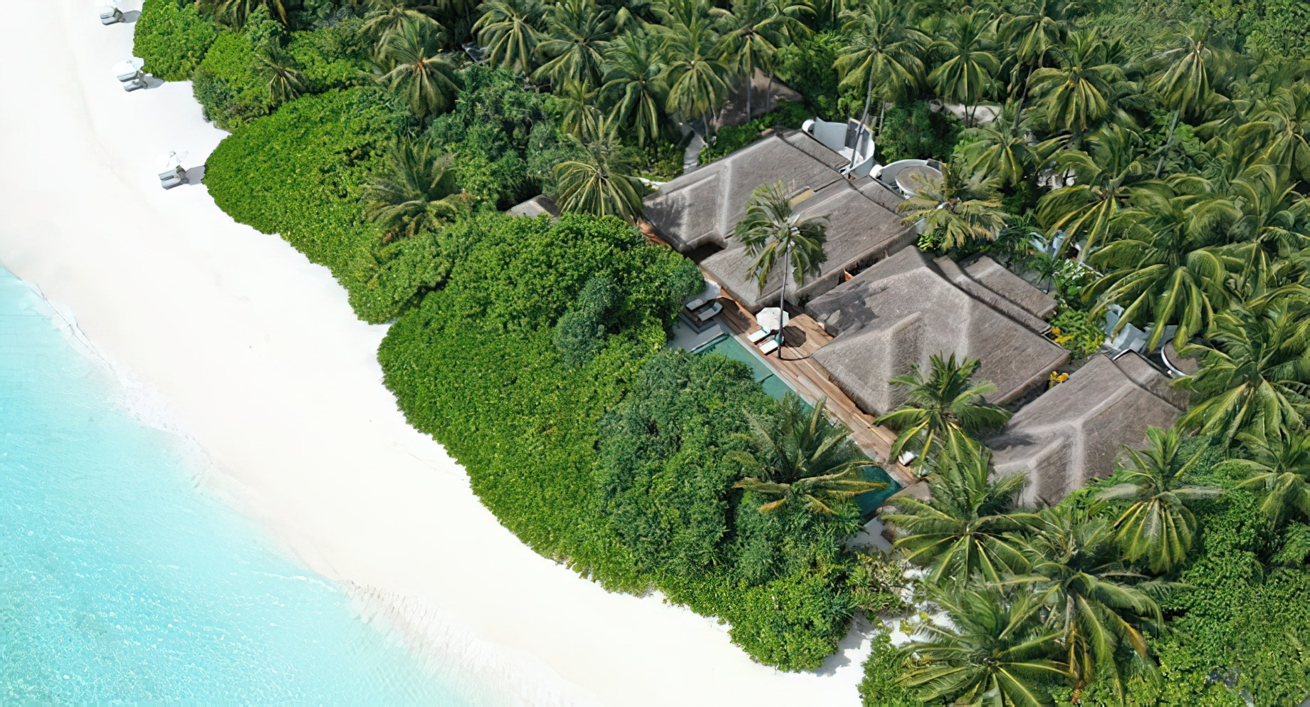 Anantara Kihavah Maldives Villas Resort – Baa Atoll, Maldives – Three Bedroom Beach Pool Residence Aerial View