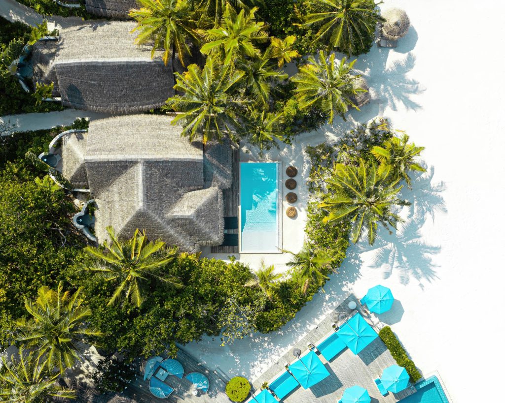 Anantara Thigu Maldives Resort - South Male Atoll, Maldives - Beach Pool Villa Overhead Aerial View