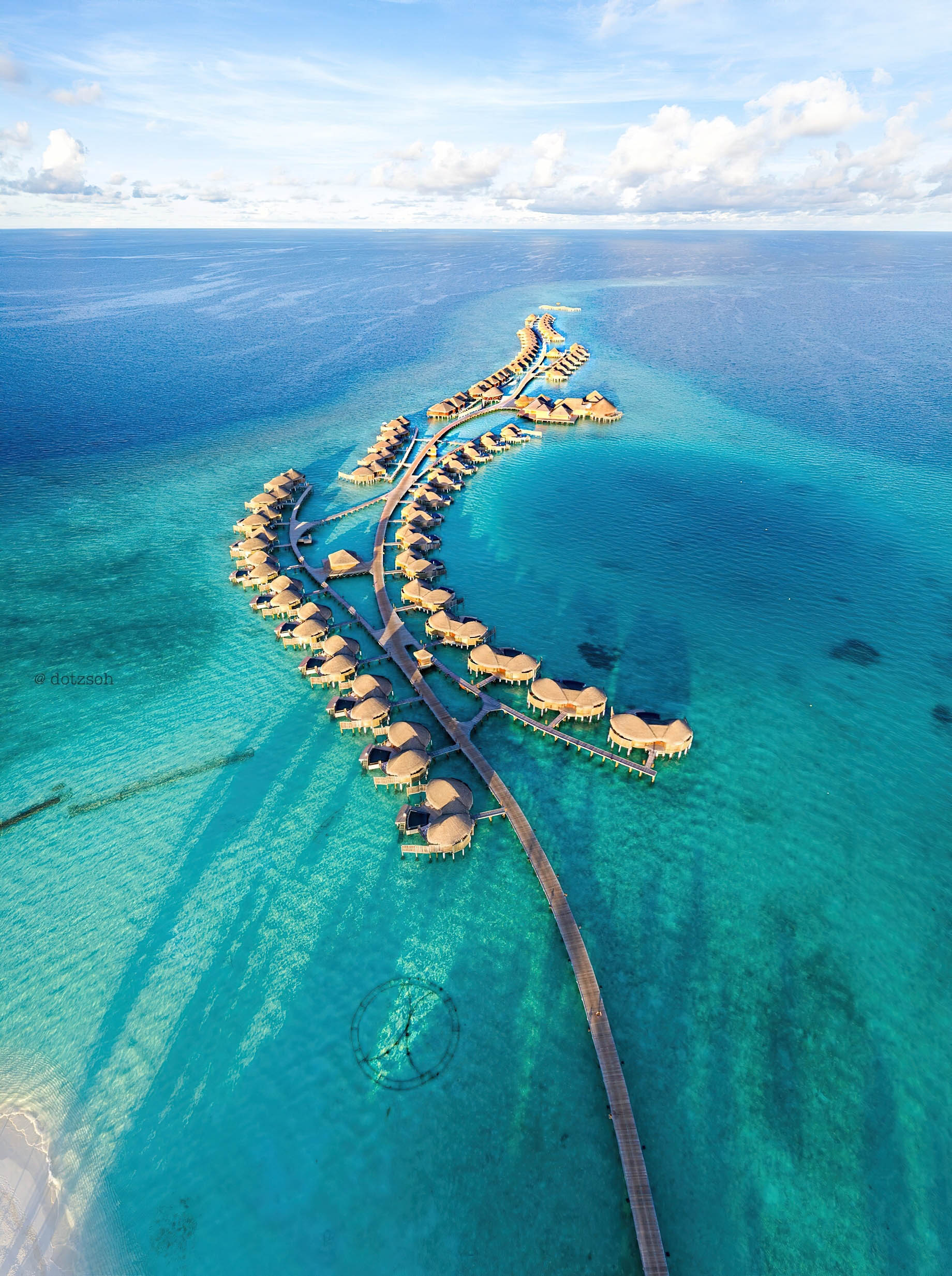Constance Halaveli Resort – North Ari Atoll, Maldives – Overwater Villas Aerial View