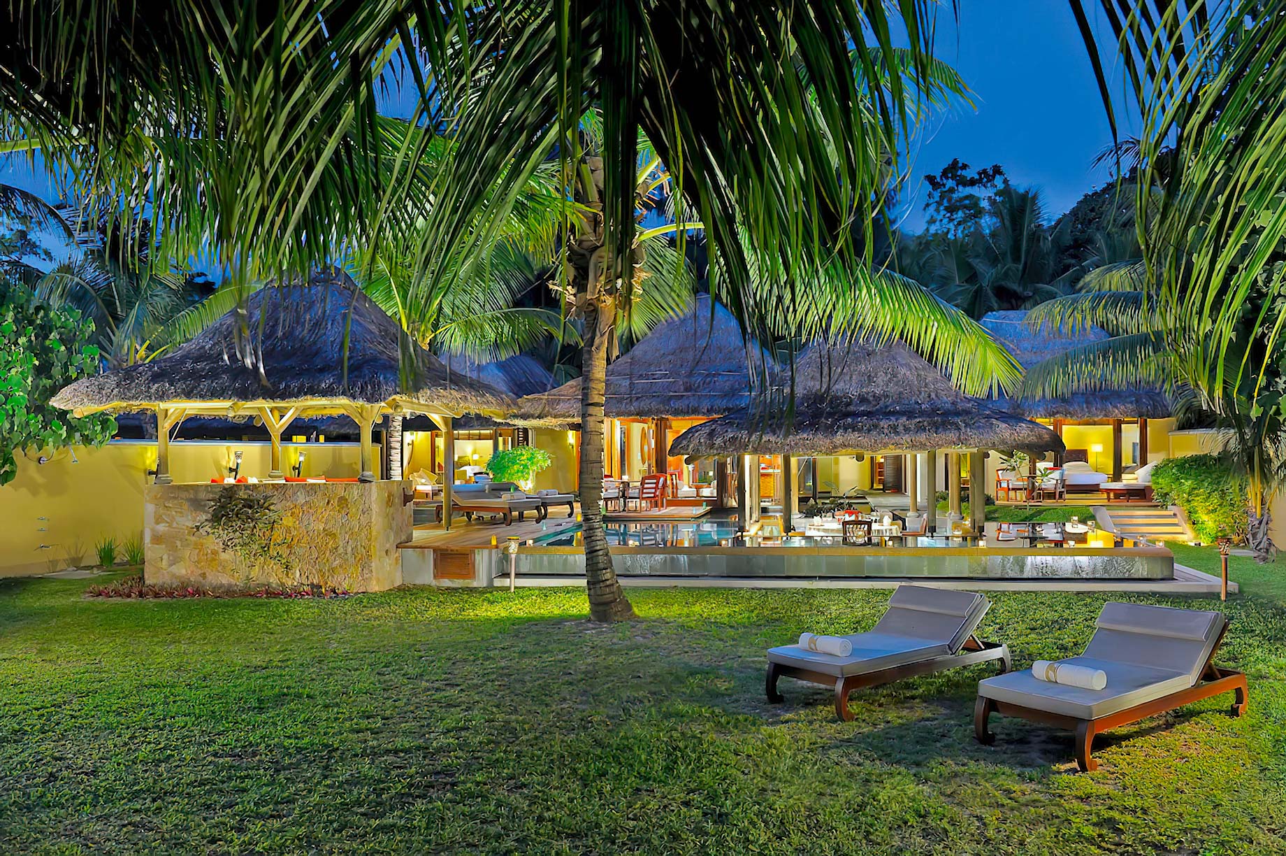 Constance Lemuria Resort – Praslin, Seychelles – Pool Villa Exterior Night