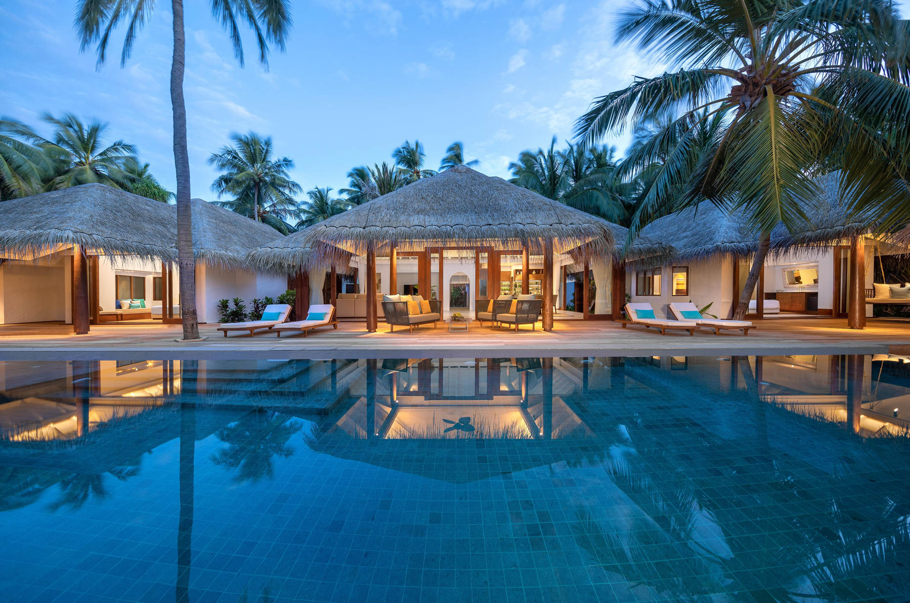Anantara Kihavah Maldives Villas Resort - Baa Atoll, Maldives - Three Bedroom Beach Pool Residence Exterior Sunset