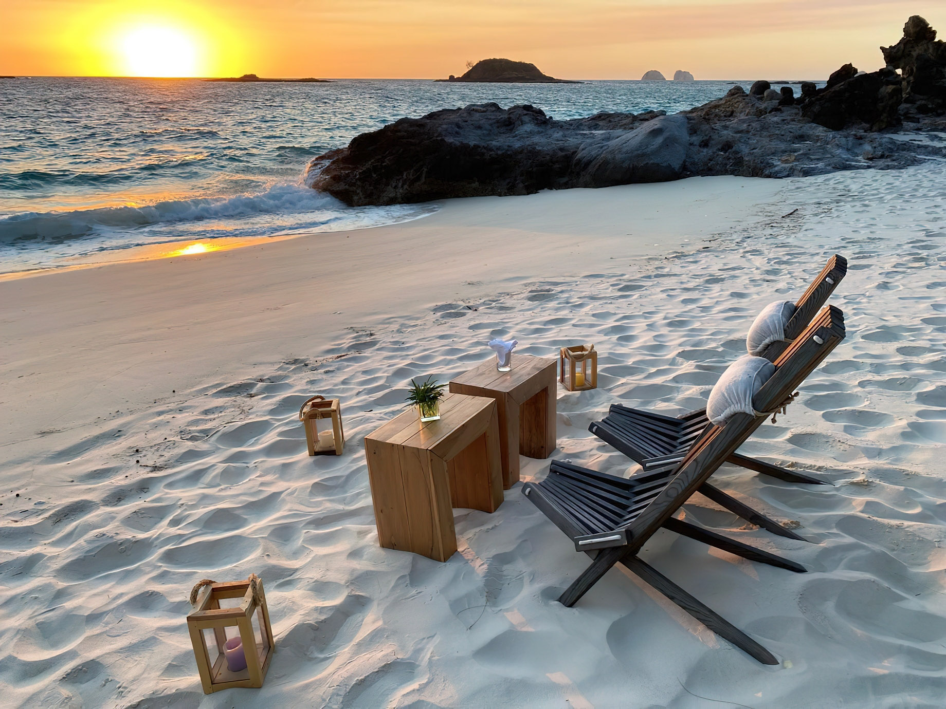 aConstance Tsarabanjina Island Resort – Madagascar – Beach Chairs Sunset