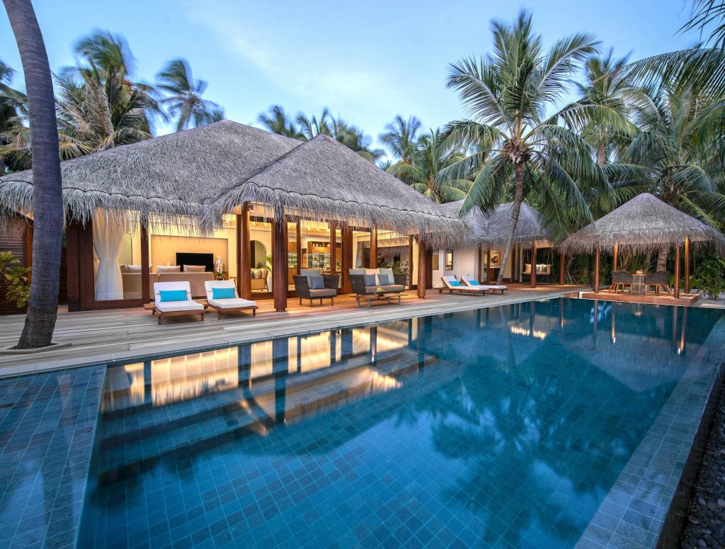 Anantara Kihavah Maldives Villas Resort - Baa Atoll, Maldives - Three Bedroom Beach Pool Residence Exterior Sunset