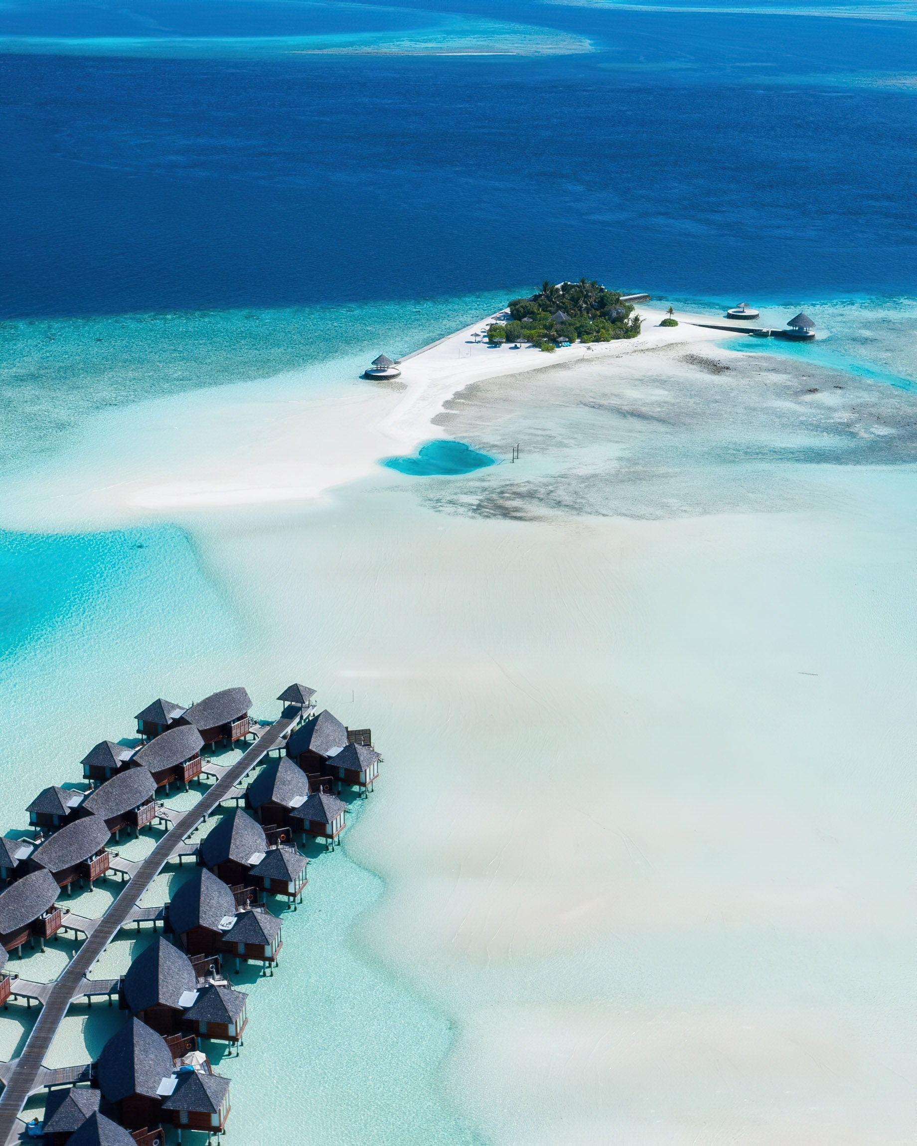 Anantara Thigu Maldives Resort – South Male Atoll, Maldives – Overwater Villas Aerial View