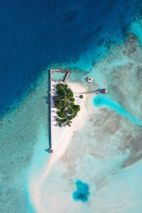 Anantara Thigu Maldives Resort - South Male Atoll, Maldives - Gulhifushi Picnic Island Overhead Aerial View