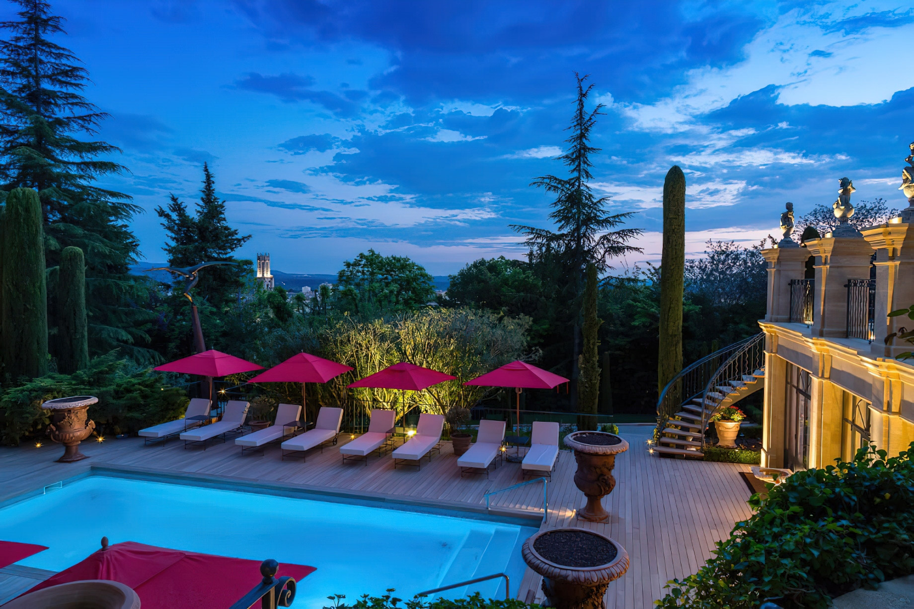 Villa Gallici Relais Châteaux Hotel – Aix-en-Provence, France – Pool Exterior Night View
