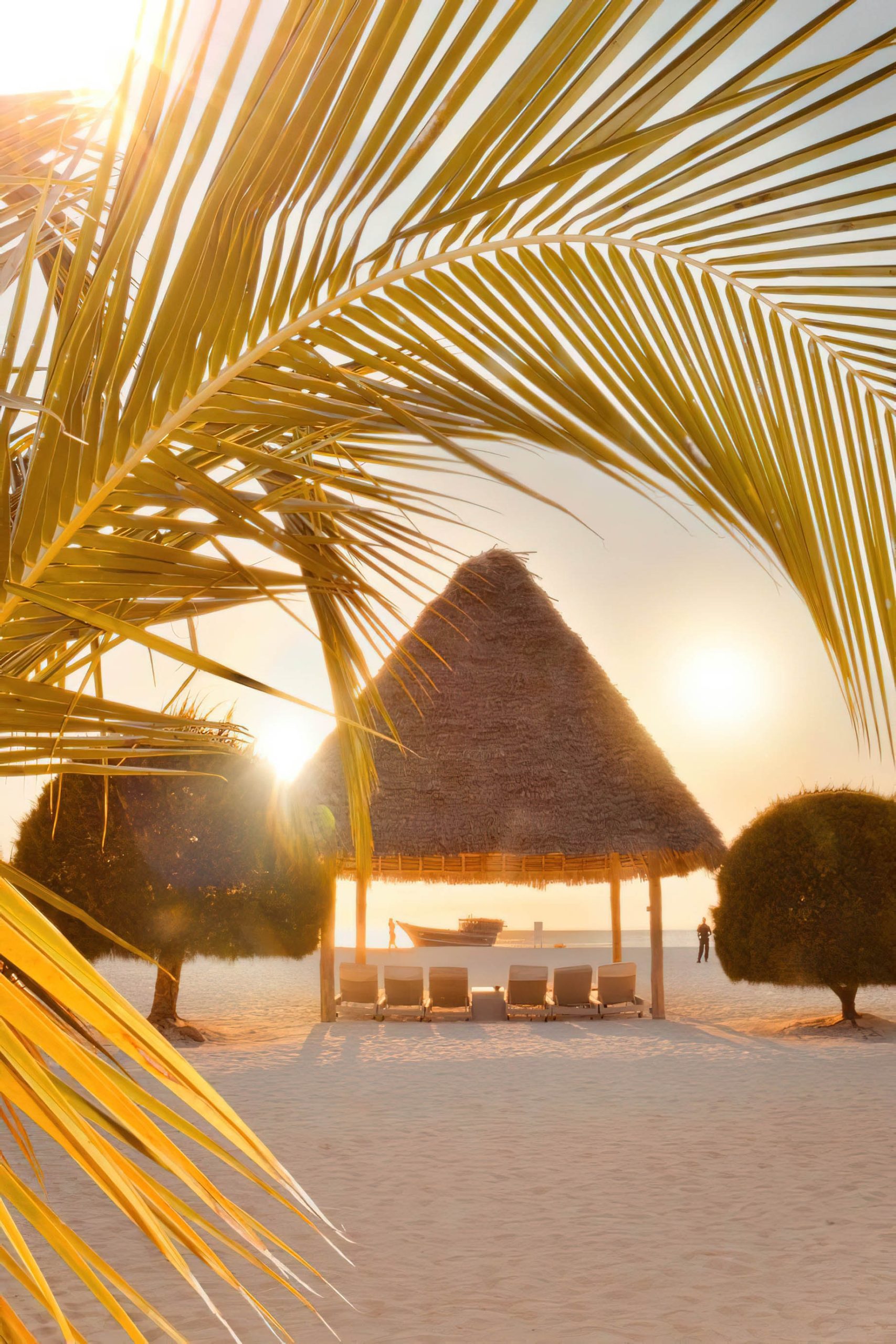 Gold Zanzibar Beach House & Spa Resort - Nungwi, Zanzibar, Tanzania - Beach Cabana Sunset