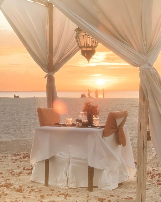 Gold Zanzibar Beach House & Spa Resort - Nungwi, Zanzibar, Tanzania - Beach Cabana Dining Sunset