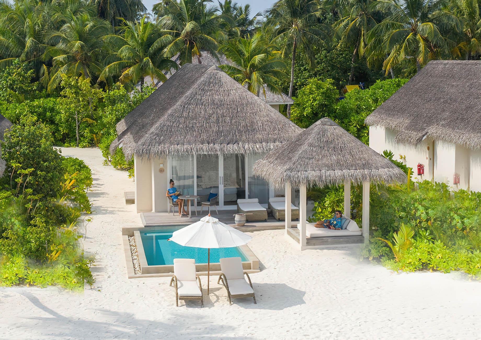 Baglioni Resort Maldives – Maagau Island, Rinbudhoo, Maldives – Grand Pool Beach Villa Aerial