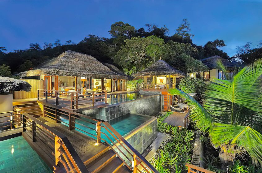 Constance Lemuria Resort - Praslin, Seychelles - Presidential Villa Exterior Night View