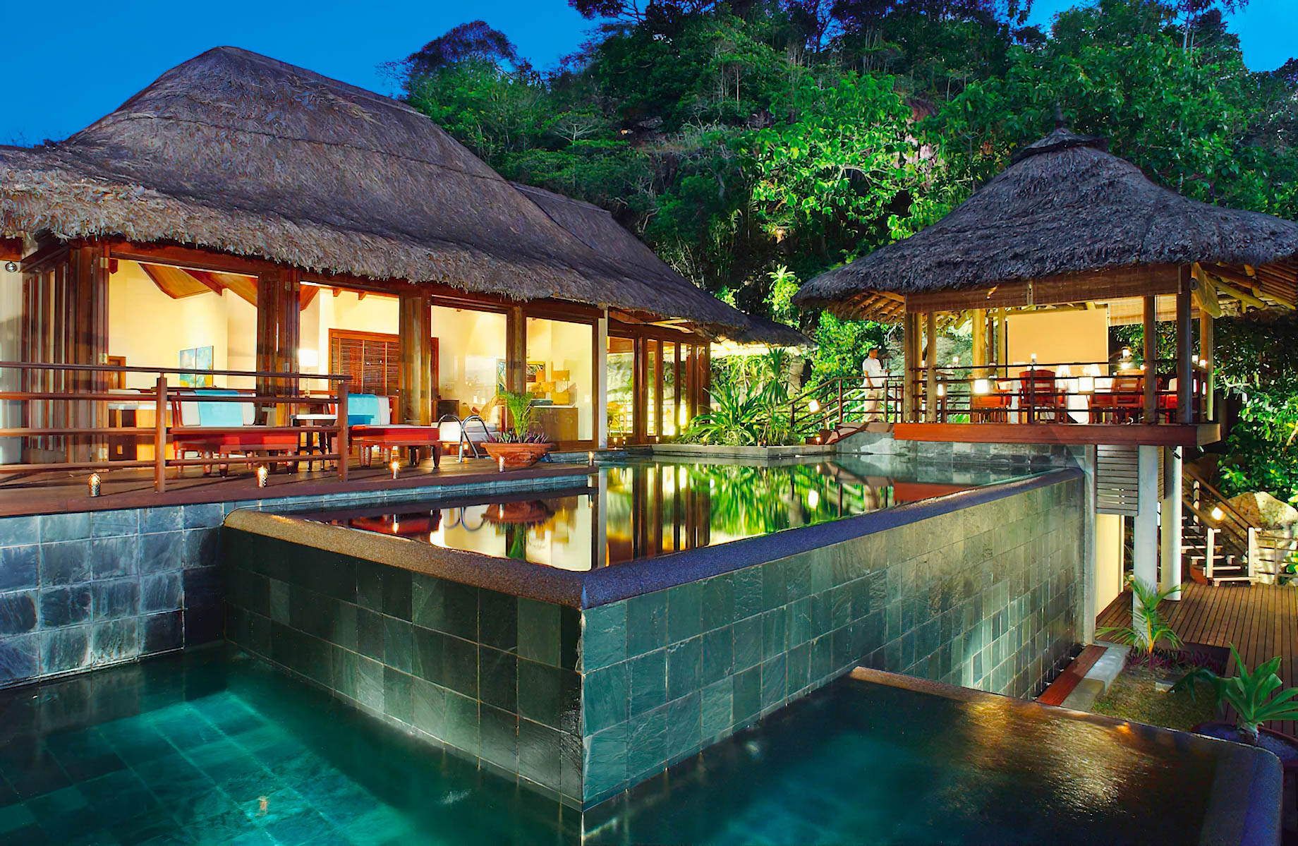 Constance Lemuria Resort – Praslin, Seychelles – Presidential Villa Exterior Night View