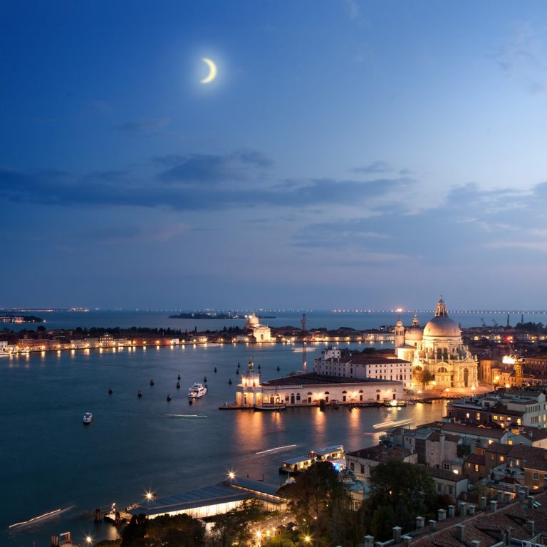 Baglioni Hotel Luna, Venezia – Venice, Italy – Canal Night Aerial View