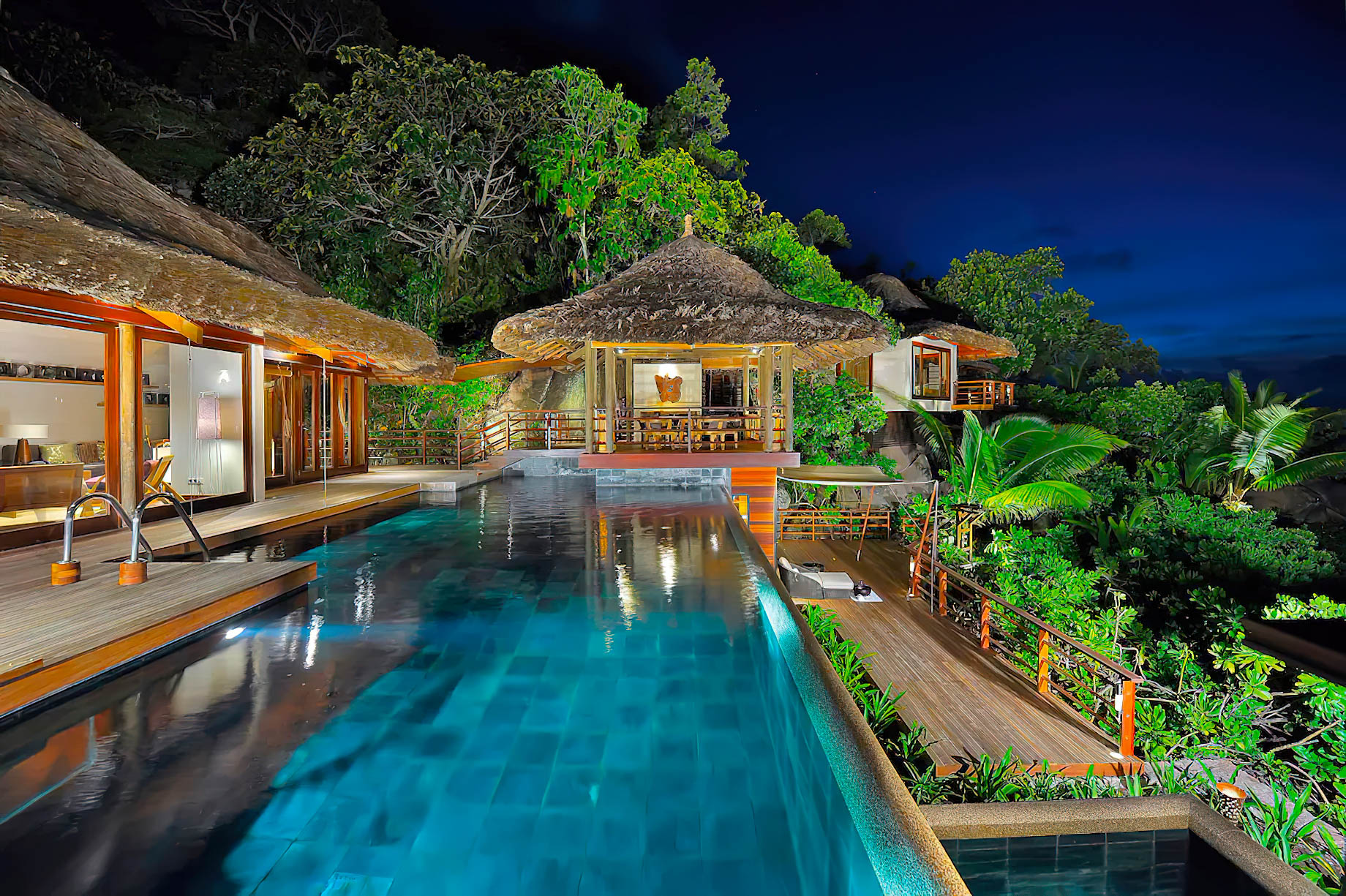 Constance Lemuria Resort - Praslin, Seychelles - Presidential Villa Exterior Night View