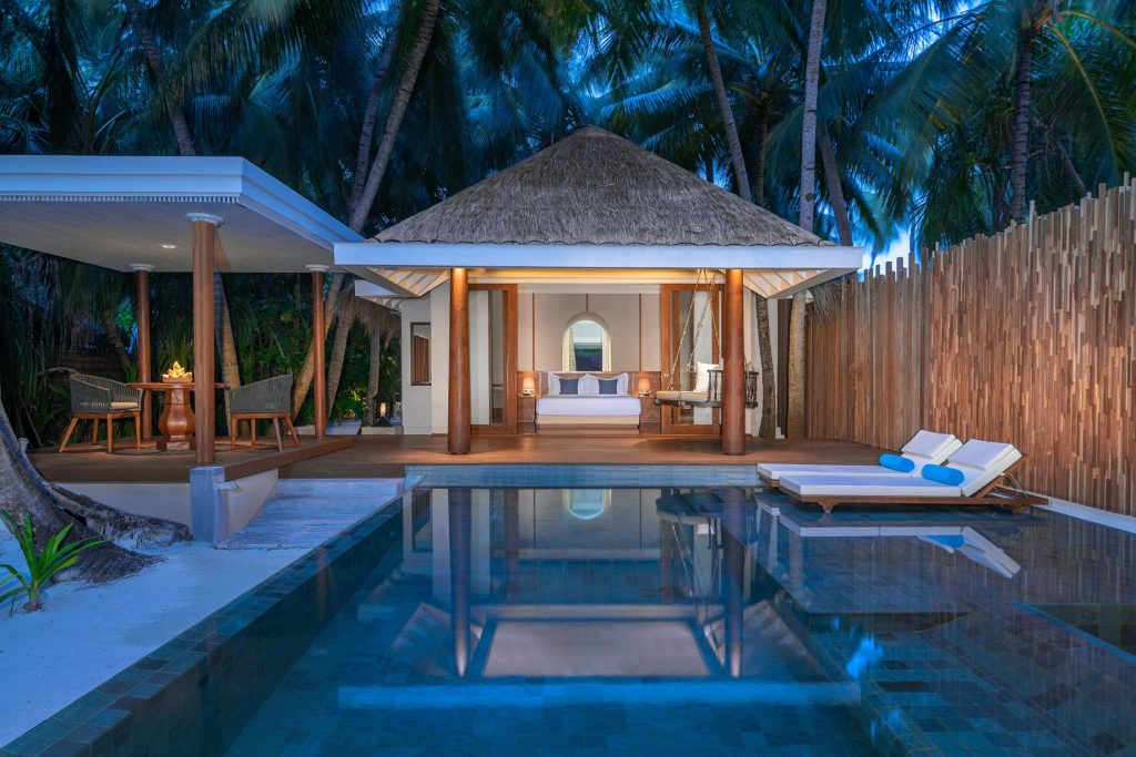 Anantara Kihavah Maldives Villas Resort - Baa Atoll, Maldives - Beach Pool Residence Pool Deck Night